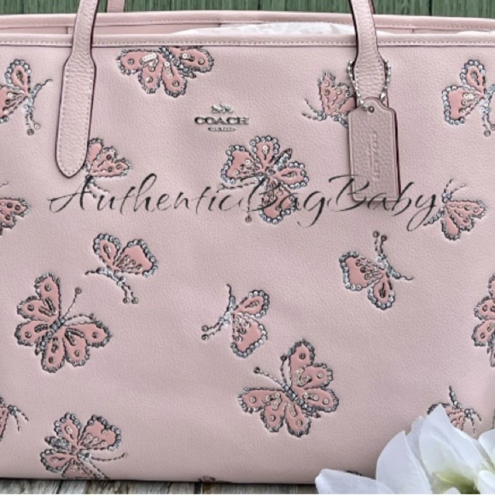 Authentic Coach City Tote Bag With Butterfly Print Leather Purse - Picture 2 of 7
